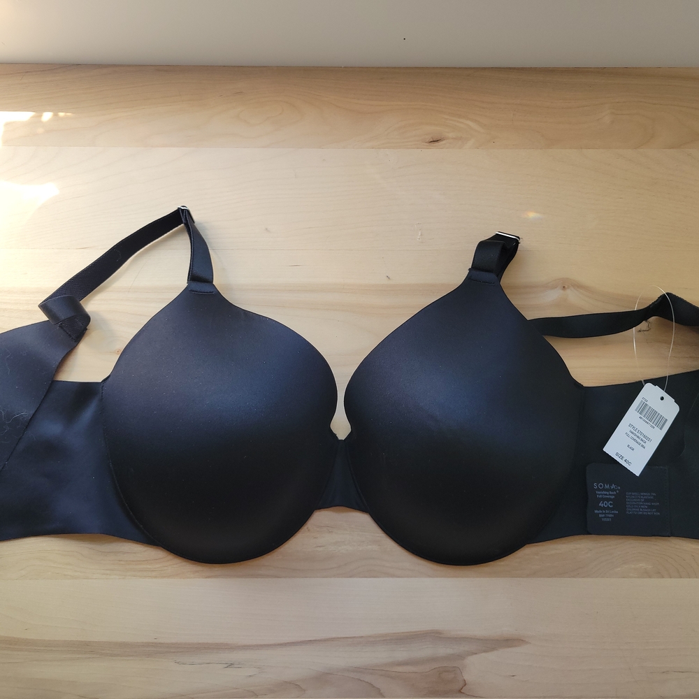 NWT Soma Black Full Coverage Vanishing Back Bra 40C